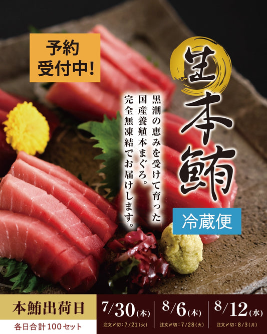 A. 国産養殖 生本まぐろ サク（トロ・赤身）／計500g